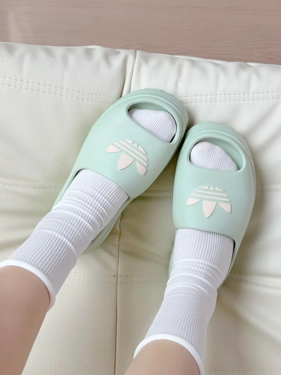 ADIDAS ADIFOM STAN 魚嘴拖鞋 增高 厚底 薄荷綠 米白 防水 女鞋 JH7467 / 預購