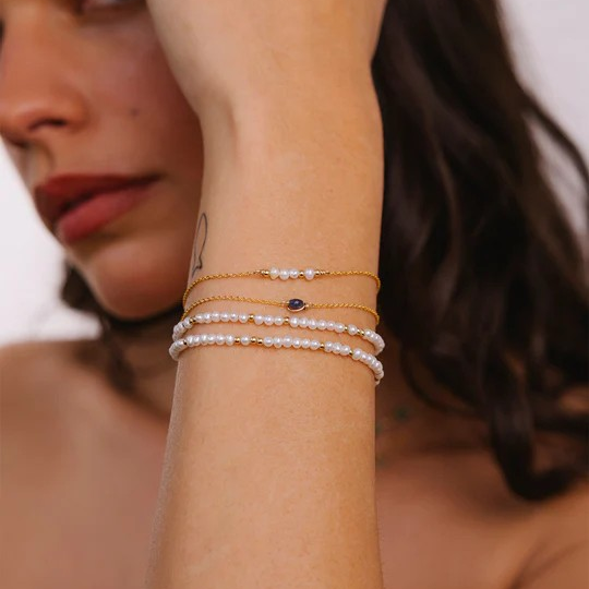 1YA0512-165 YAY PARIS Queen Bracelet-Necklace - Cultured Pearl Gold #800TPQU101 (A-EU-E)