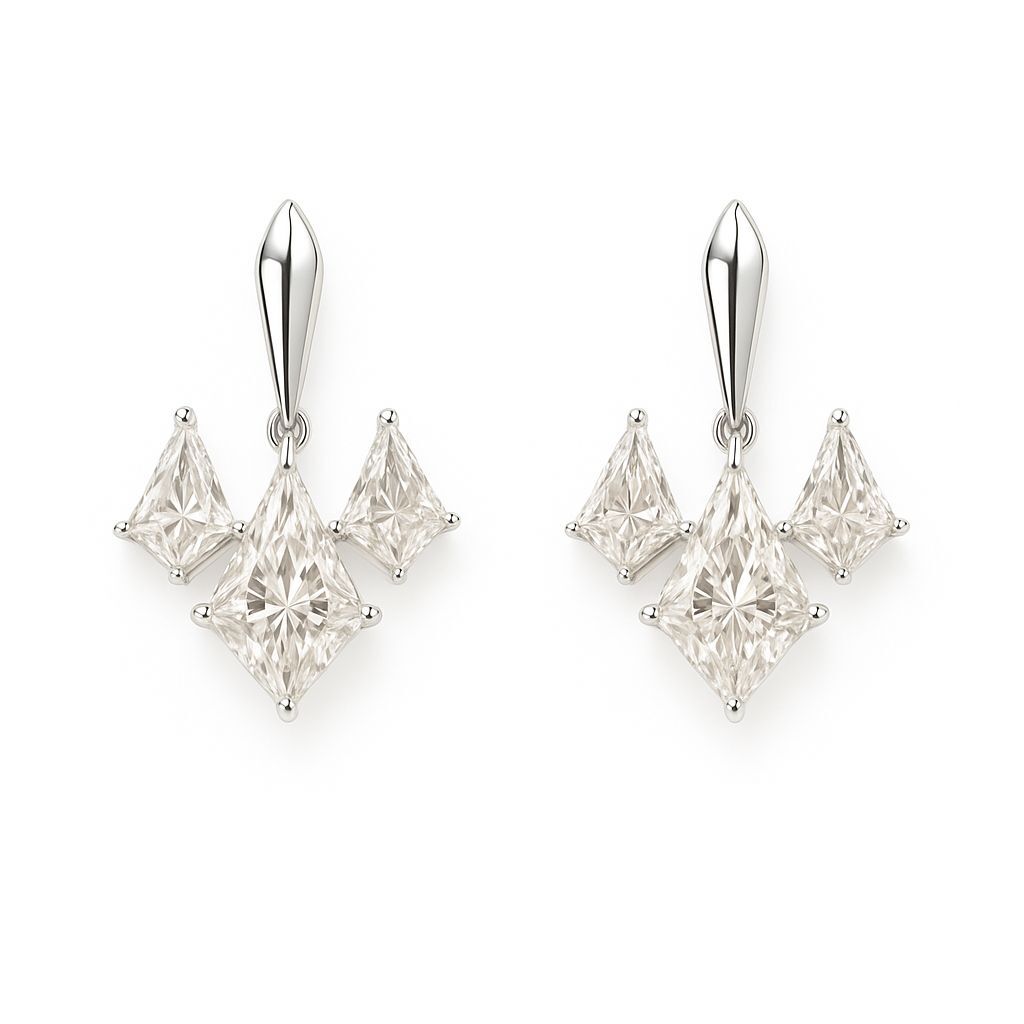 18K白金 實驗室培育鑽石風箏形耳環