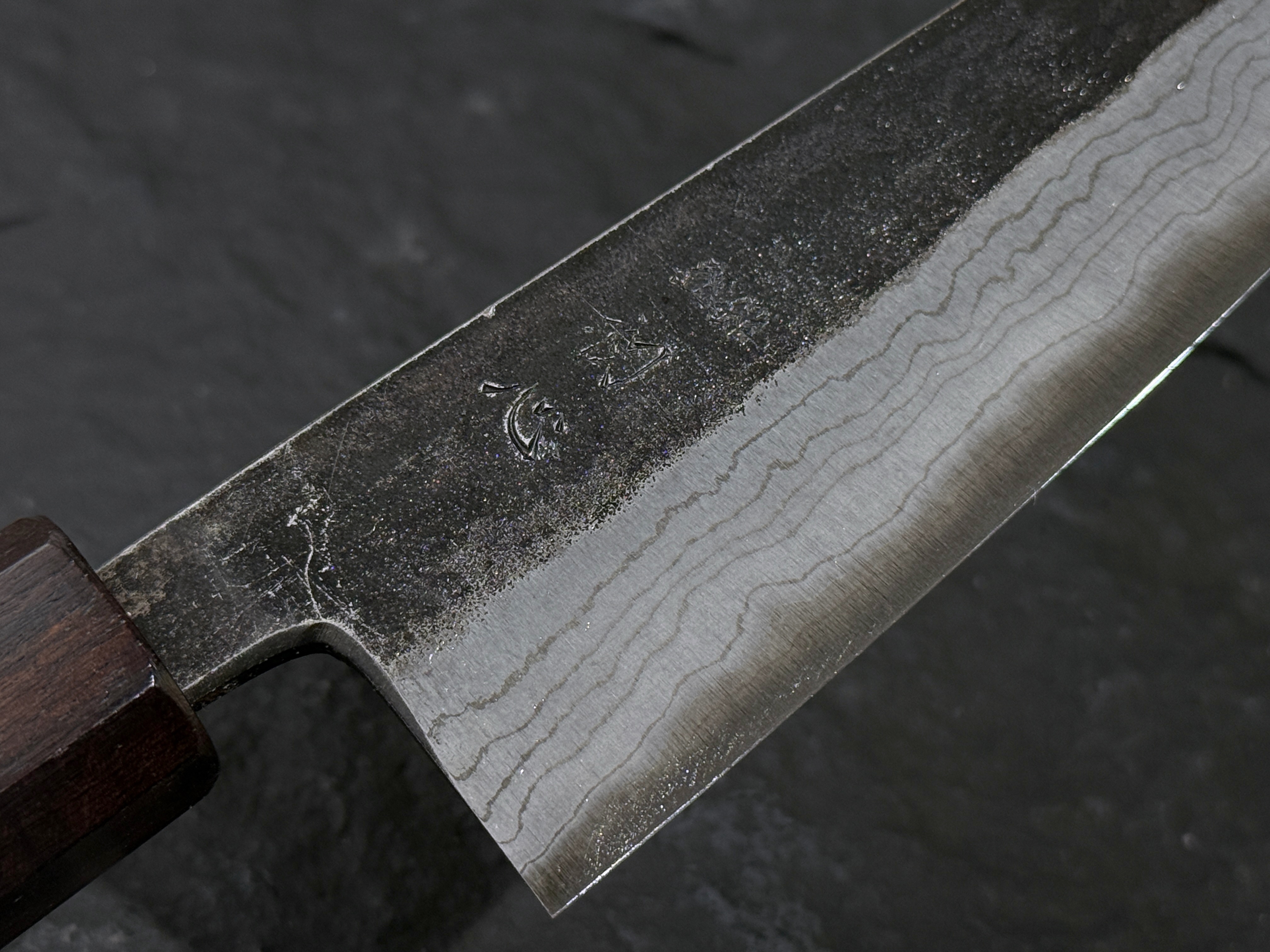 初心 雲影 青二鋼 黑打 墨流 骨透 黑檀柄