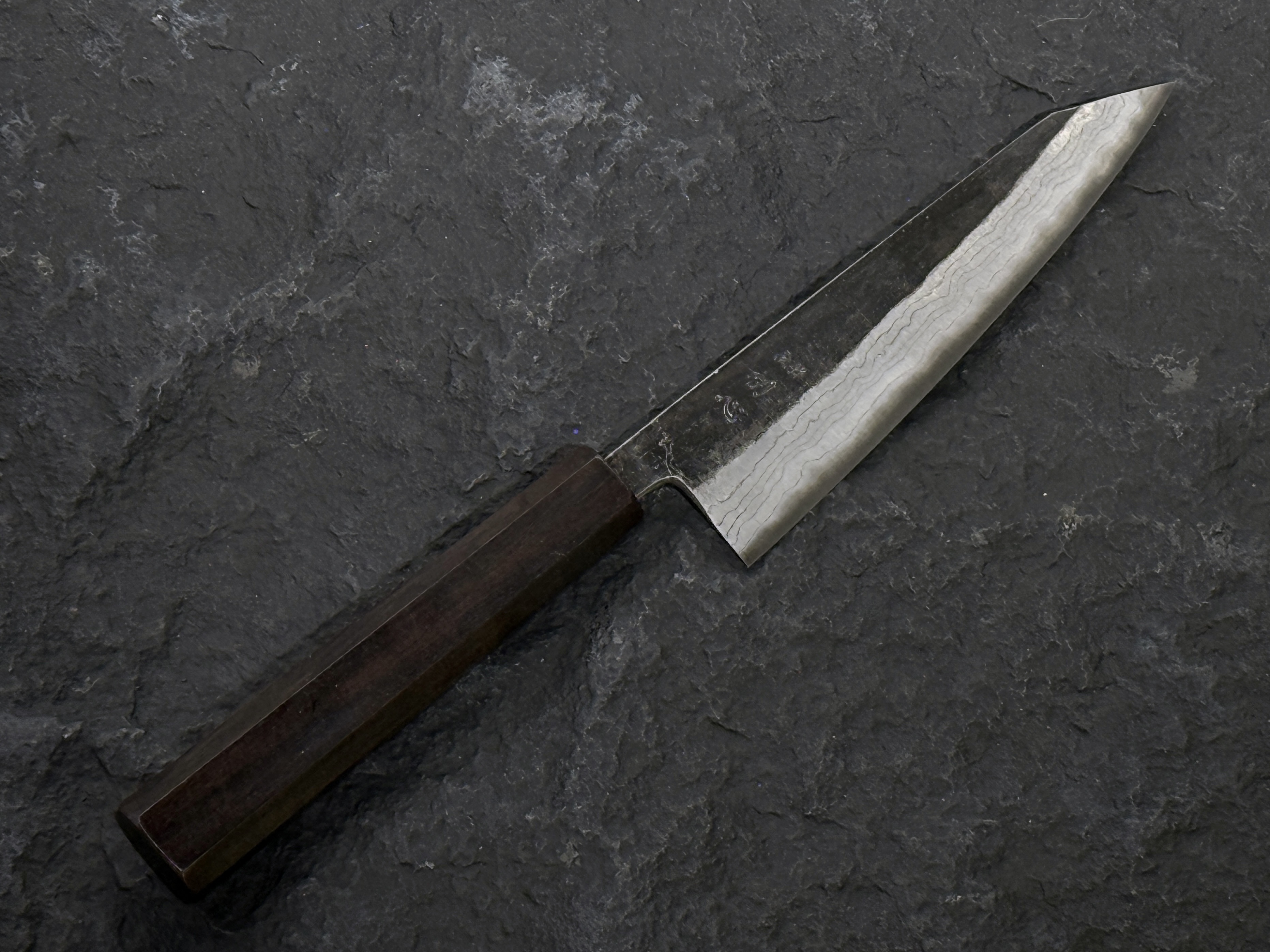 初心 雲影 青二鋼 黑打 墨流 骨透 黑檀柄