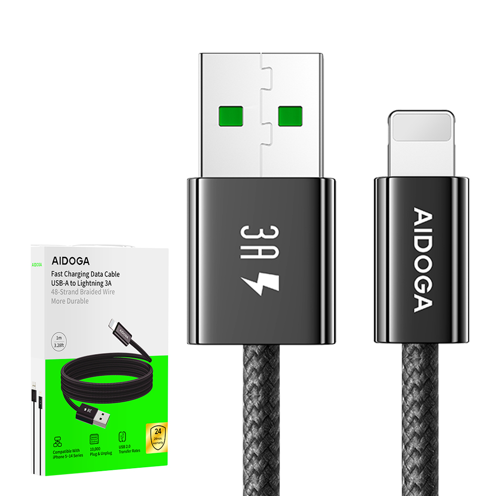 AIDOGA 艾迪伽 Lightning/iPhone充電線傳輸線編織快充線 3A快充 FastGo系列 1M