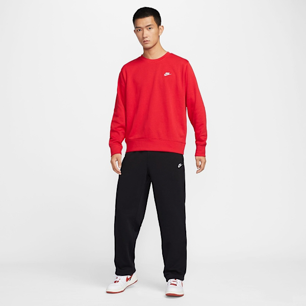 NIKE 大學T CLUB FT CREW 紅 刺繡LOGO 經典款 男 FN3889-657