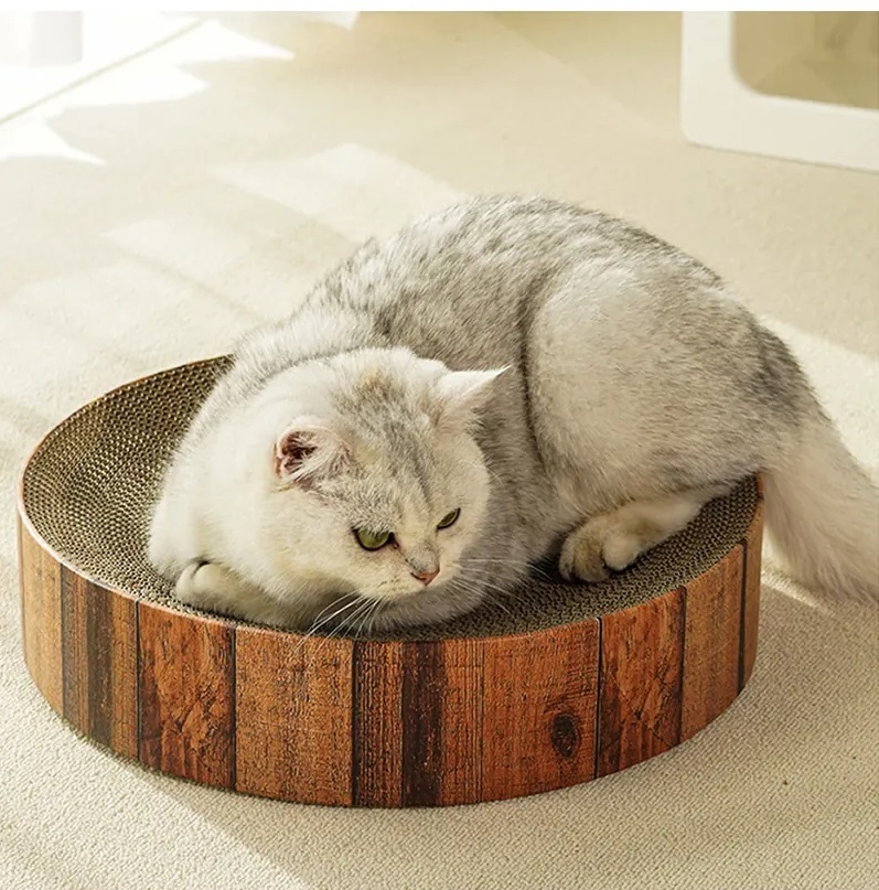 《3個以上宅配免運》T.N.A. 悠遊 | 圓形貓抓盆 - 木紋(大)-41×41×10cm