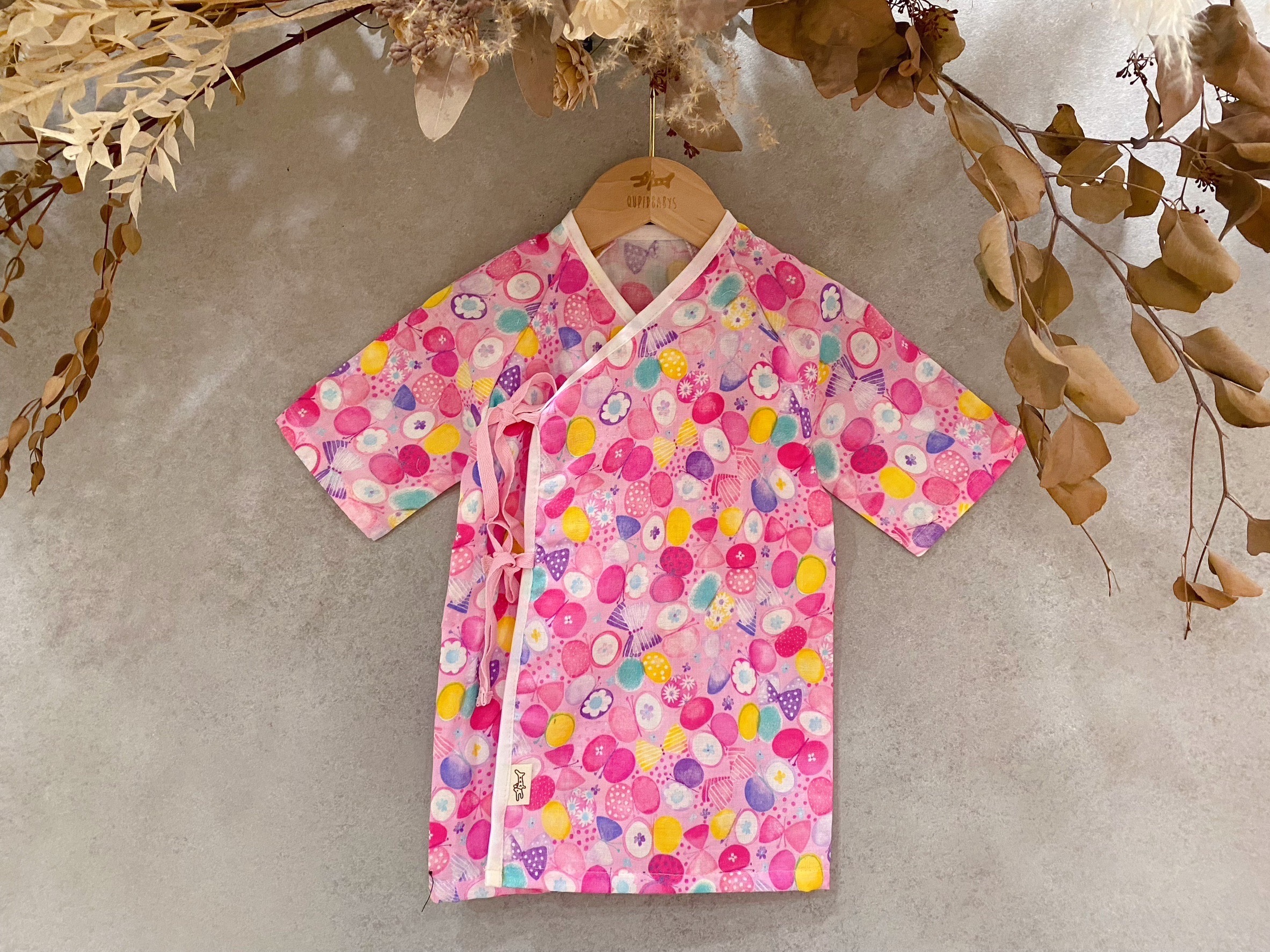 粉蝴蝶紗 新生兒紗布衣