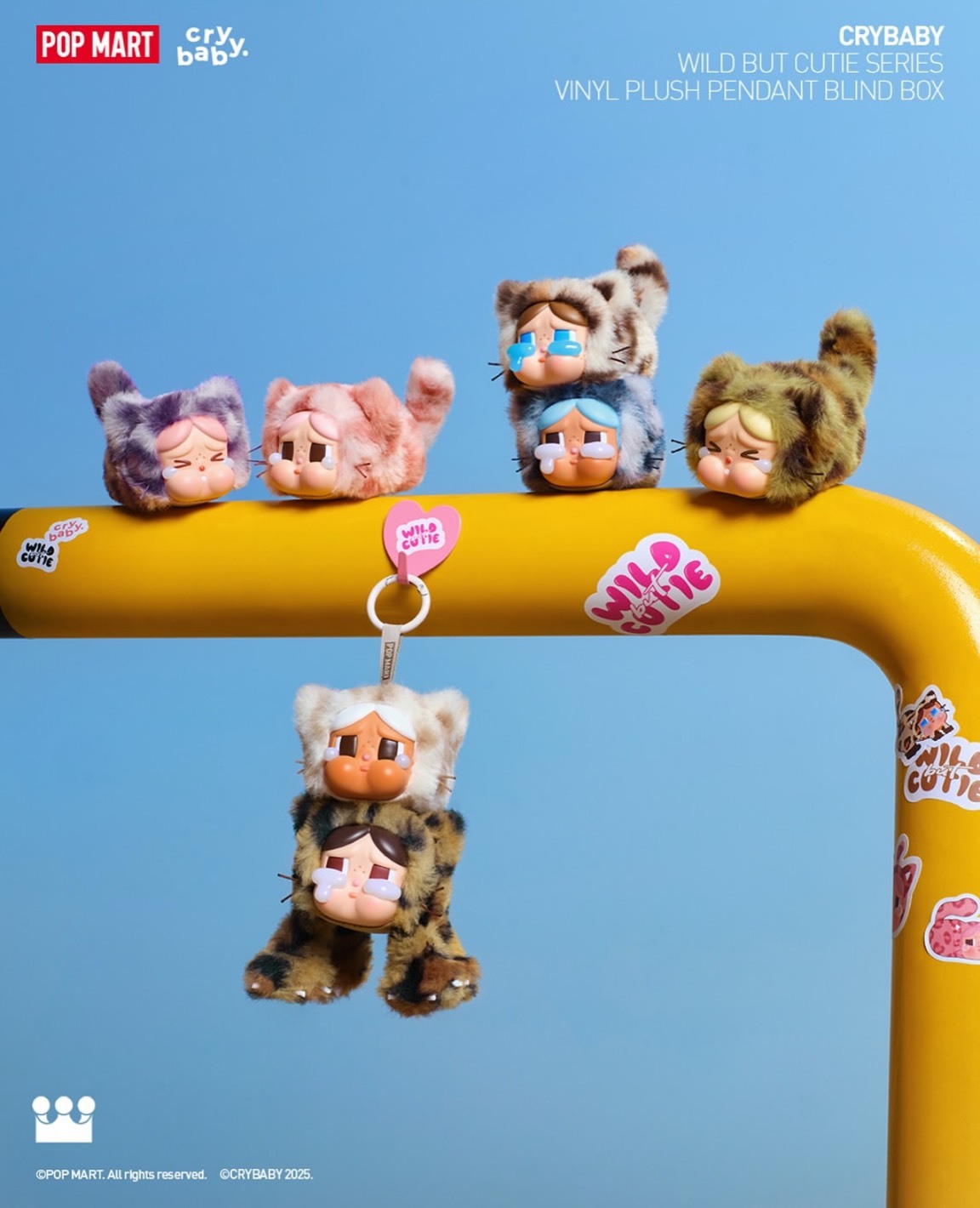 POPMART泡泡瑪特 CRYBABY 豹豹貓貓系列毛絨掛件 哭娃盲盒 6+1隱藏款