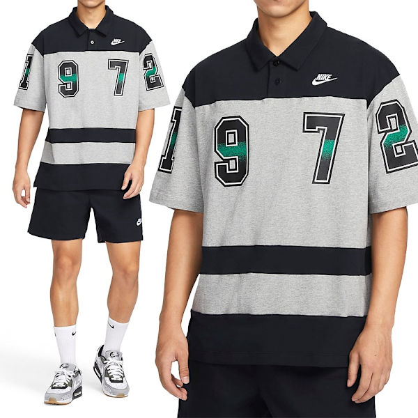 NIKE 短T NSW 黑灰 LOGO 休閒 短袖 POLO衫 男 FQ9582-063