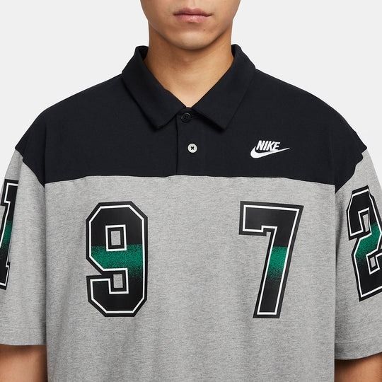 NIKE 短T NSW 黑灰 LOGO 休閒 短袖 POLO衫 男 FQ9582-063