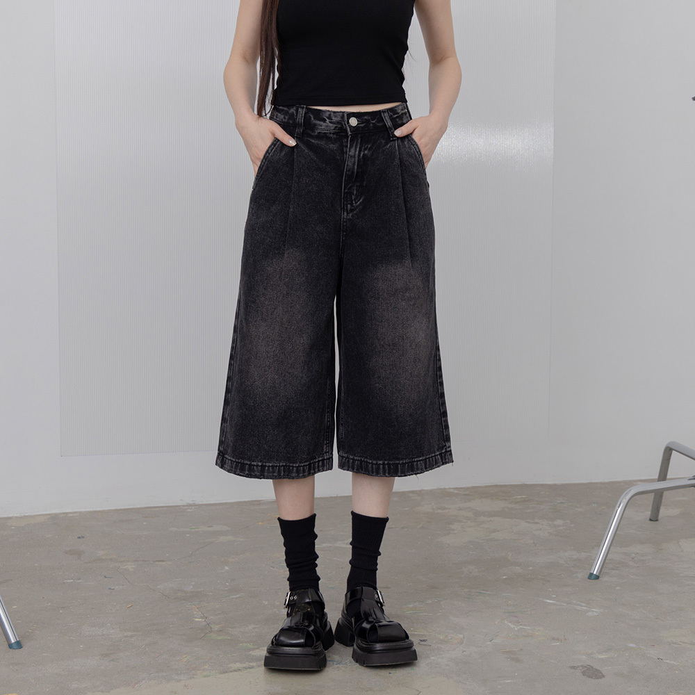 Vintage denim wide-leg cropped trousers, two colors for sale S/M/L【04011828】in stock+pre-order