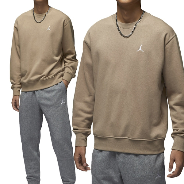 NIKE 大學T JORDAN 卡其 刺繡LOGO 基本款 長袖 男 FV7296-257