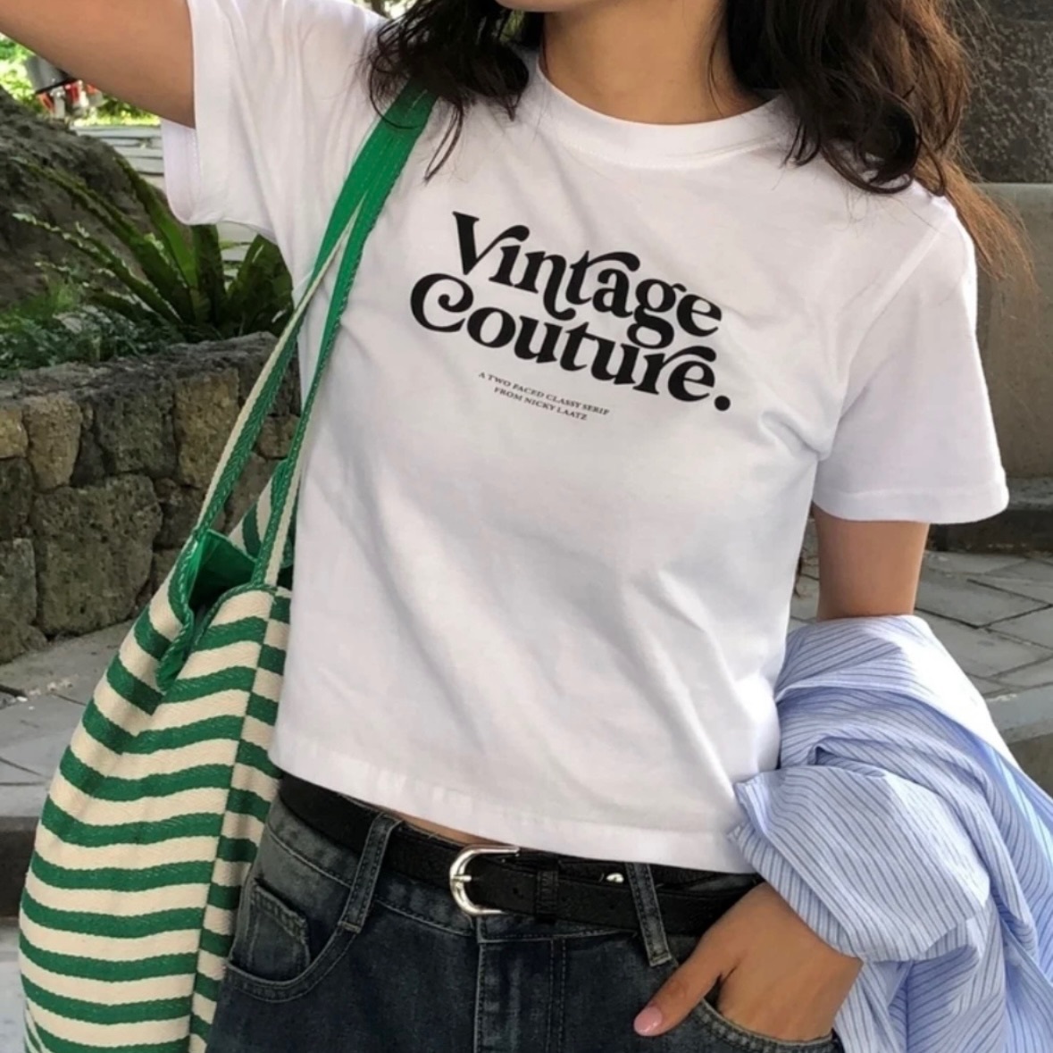 【優惠預訂】韓國VINTAGE COUTURE CROP TEE（3色）