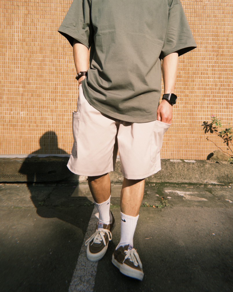 #25102 3M防潑水工裝大口袋短褲 男模特實穿照