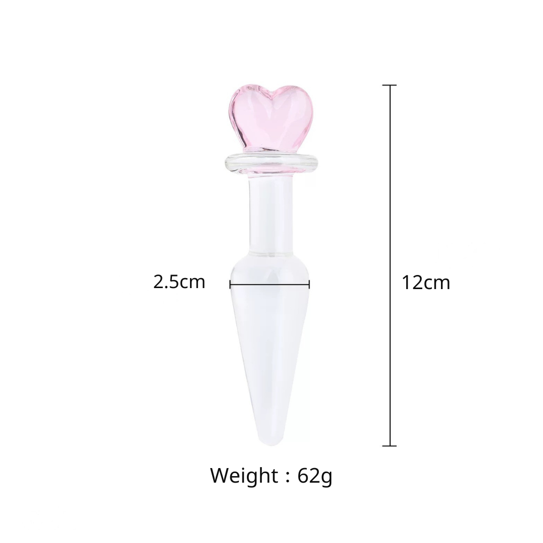 Heart-shaped Glass Butt Plug - S size