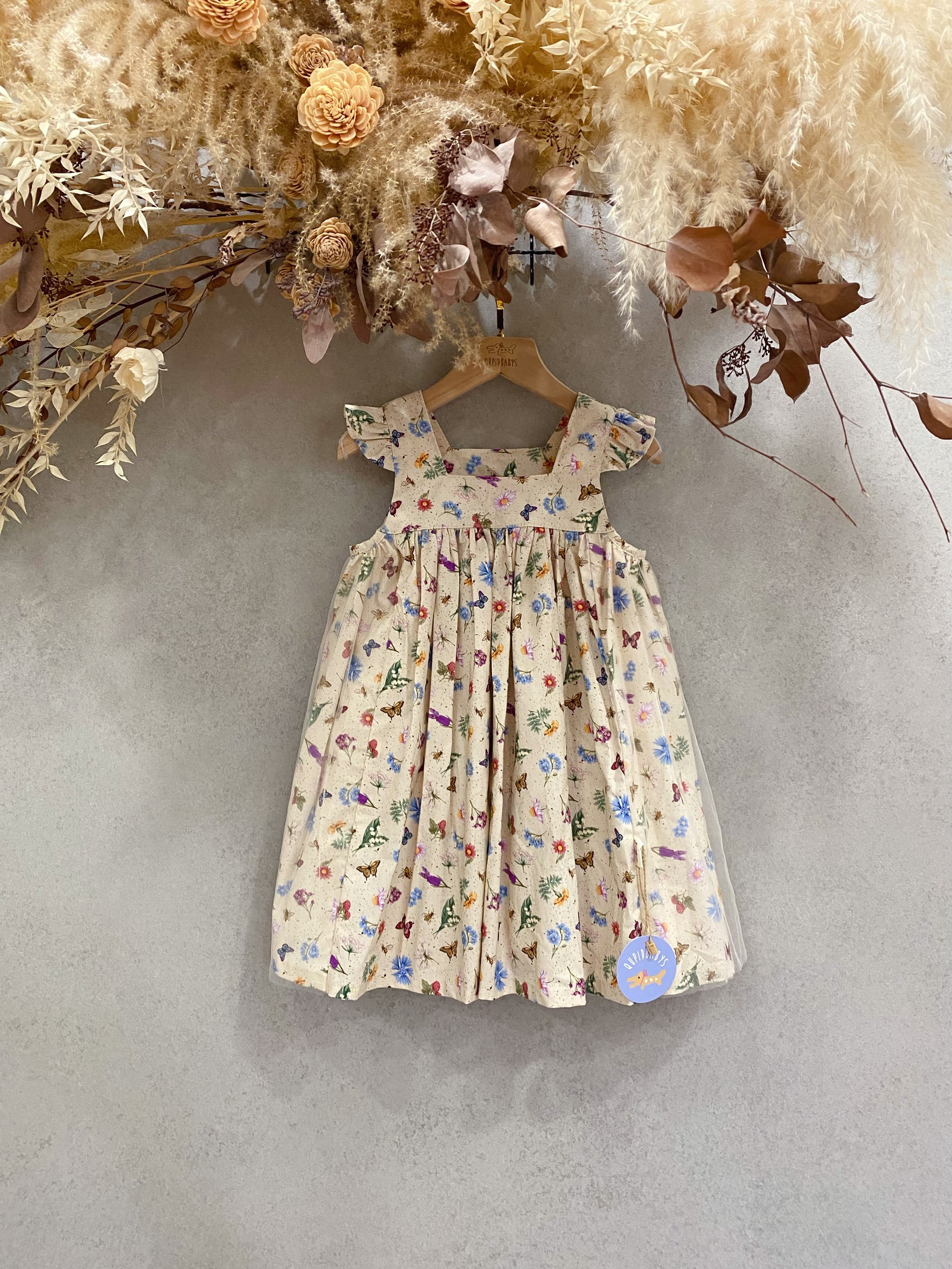 米底小蝴蝶 方領小飛袖洋裝(90)