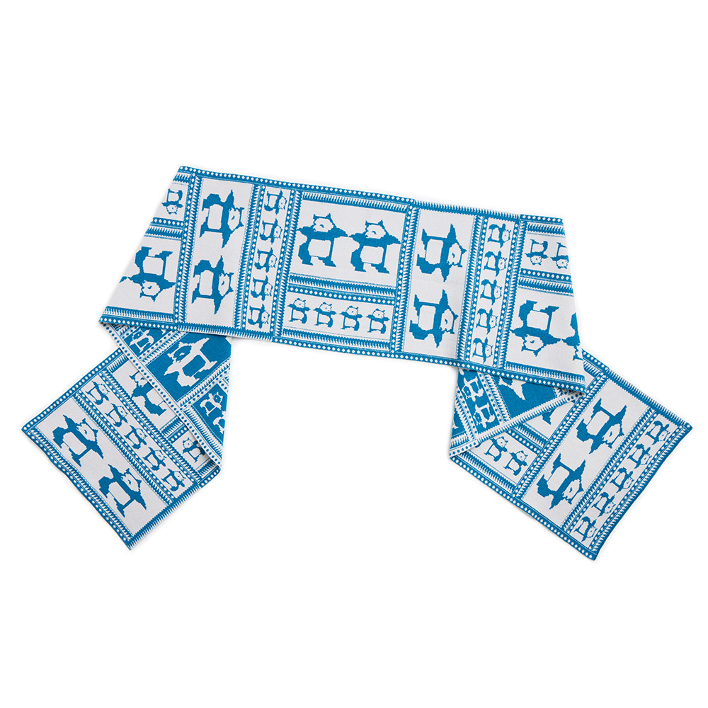 Dancing Chinese Medicine Maze Scarf Blue