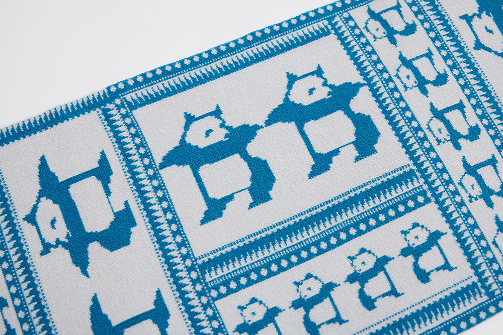 Dancing Chinese Medicine Maze Scarf Blue