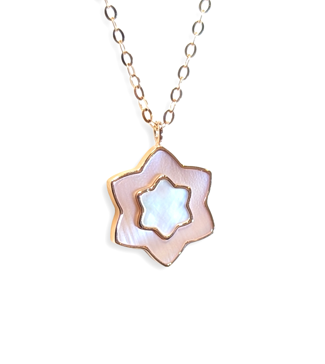 18K玫瑰金白貝頸鏈