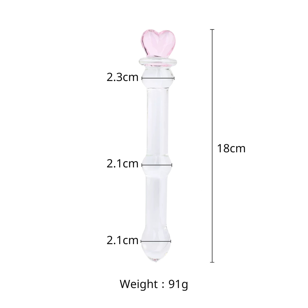 Heart-shaped Glass Butt Plug - M size