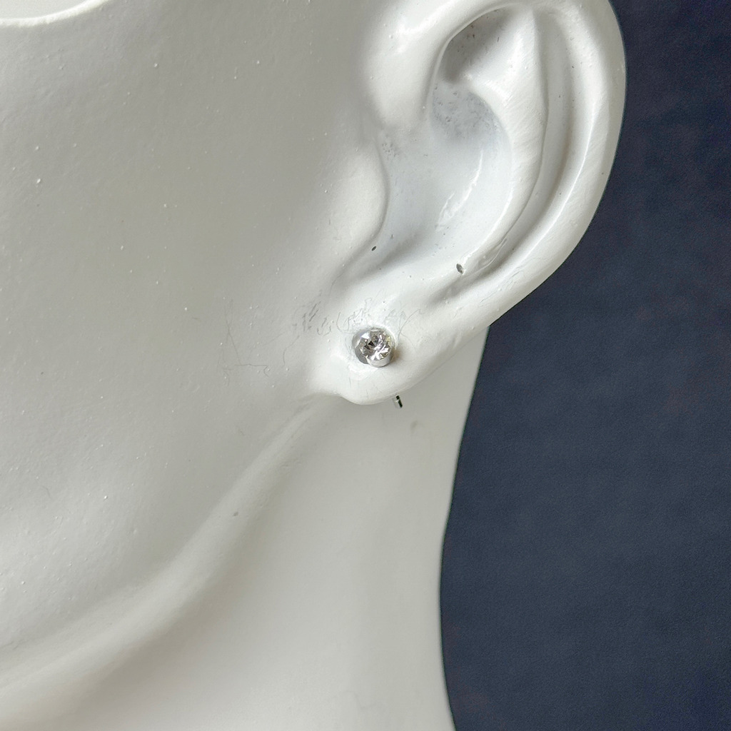 圓形小單鑽耳環