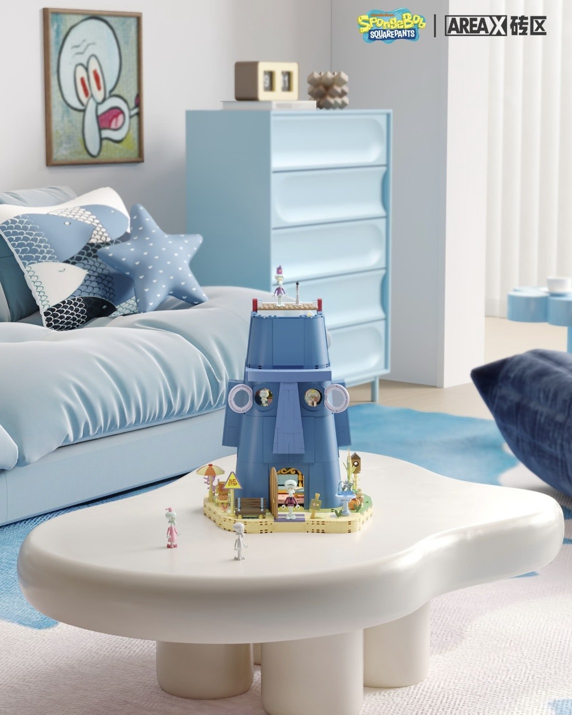 AREAX磚區 章魚哥 正版授權 海綿寶寶系列 石像屋 積木拼圖