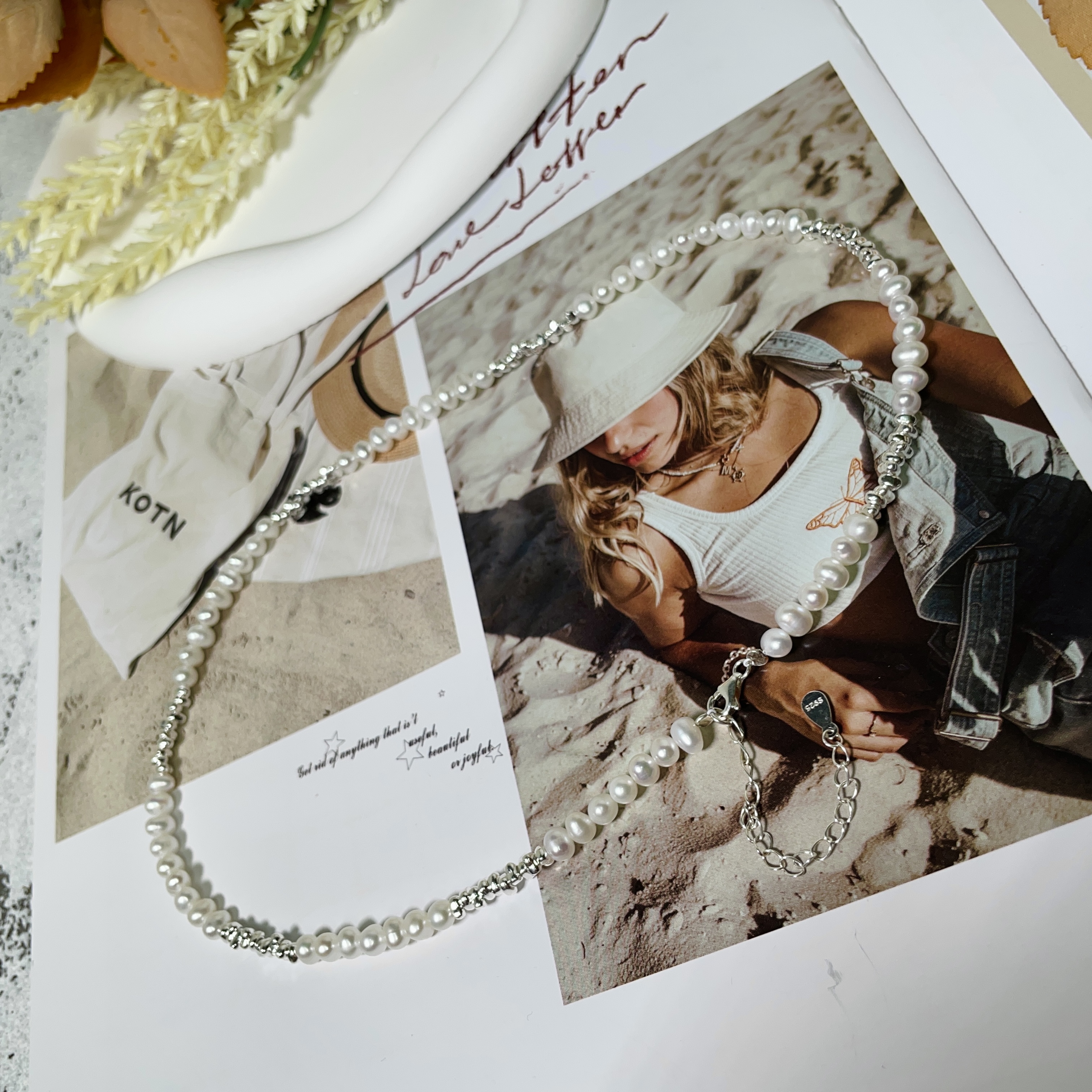 米白碎銀珍珠項鏈