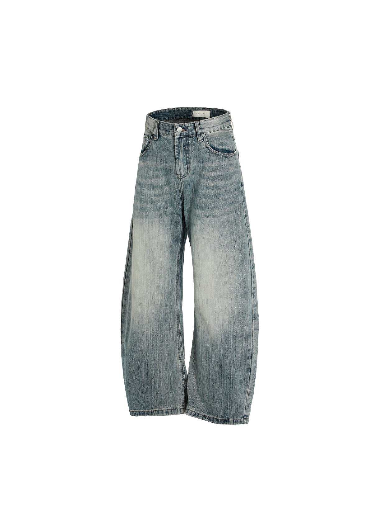 - SIMPLEACTION - 弧型竹節紋刷色牛仔褲