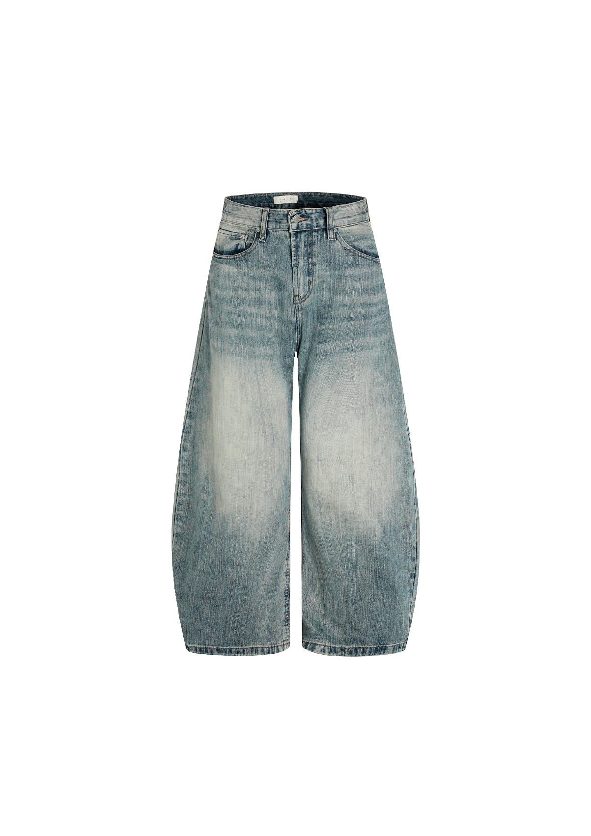 - SIMPLEACTION - 弧型竹節紋刷色牛仔褲