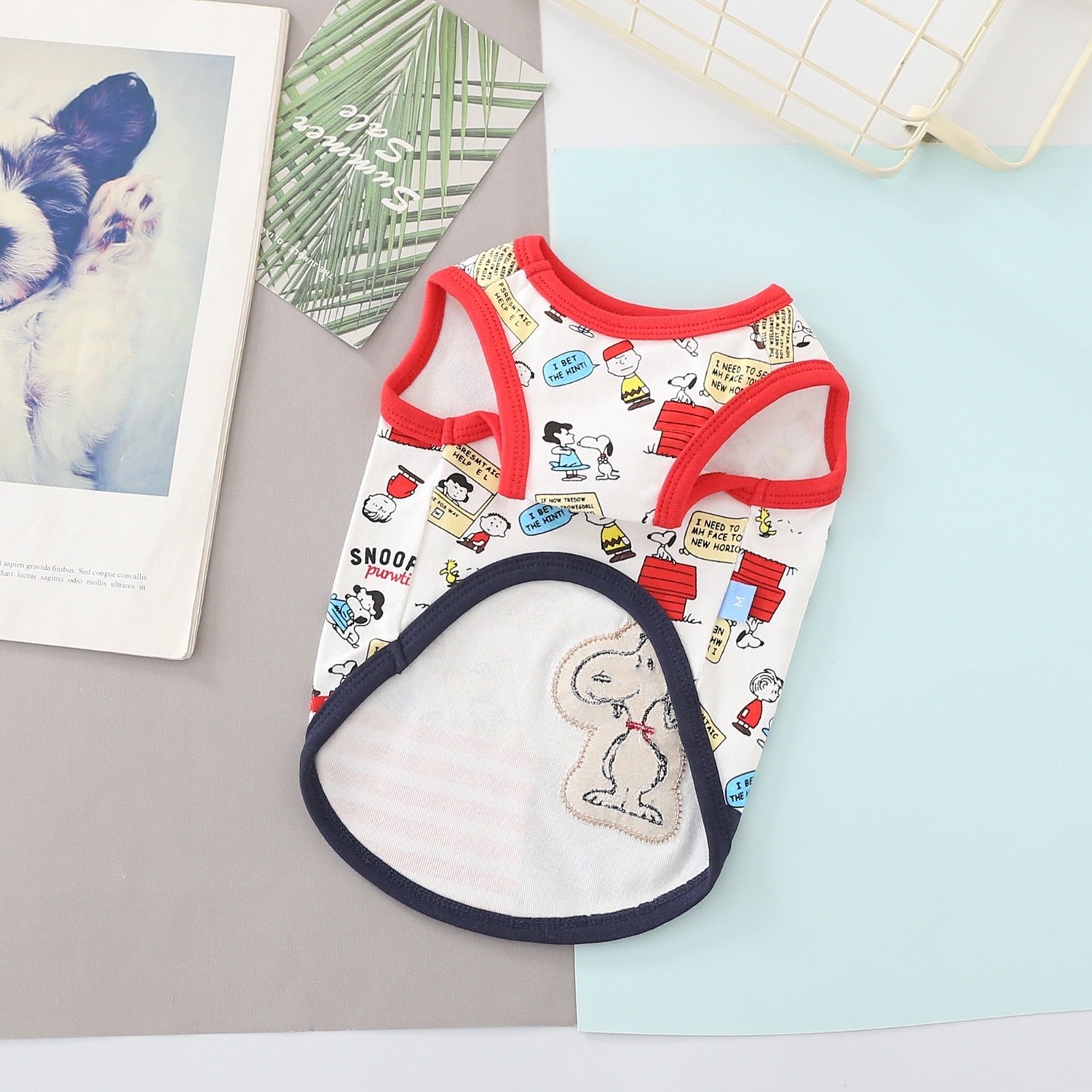 宠物衣服卡通刺绣 卡通印花背心 尺寸表在最后一张图