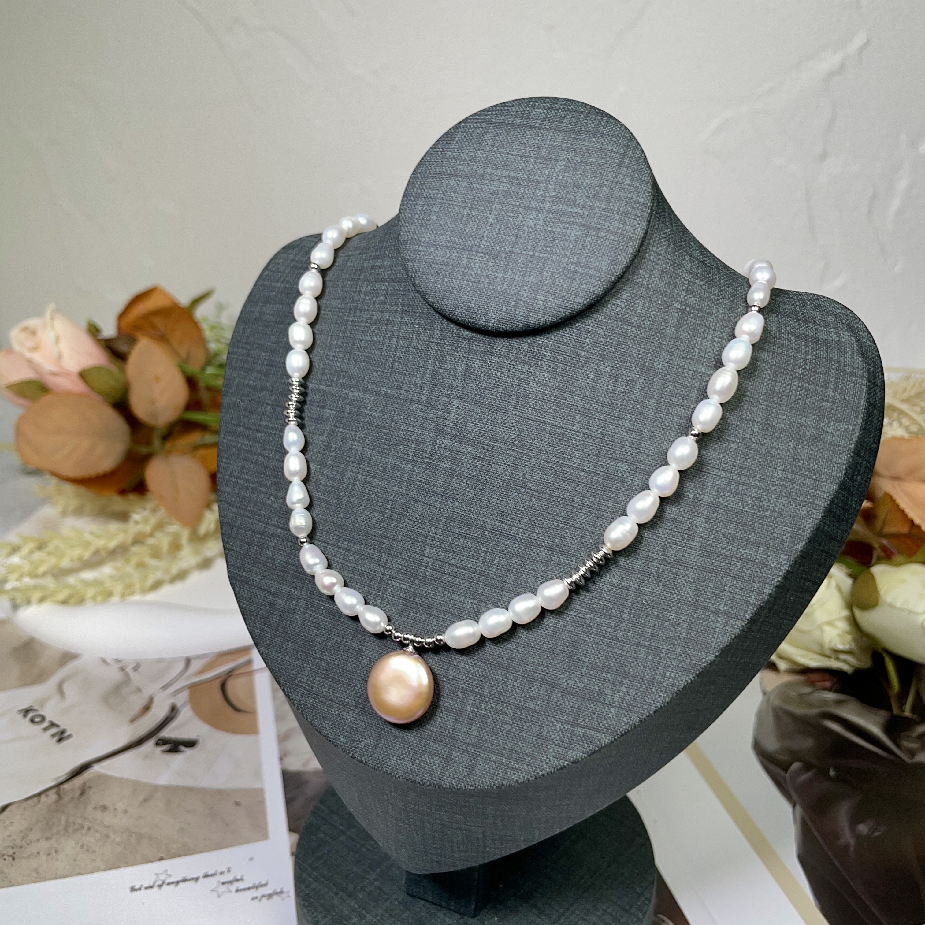 奶銀白紫粉珍珠鏈