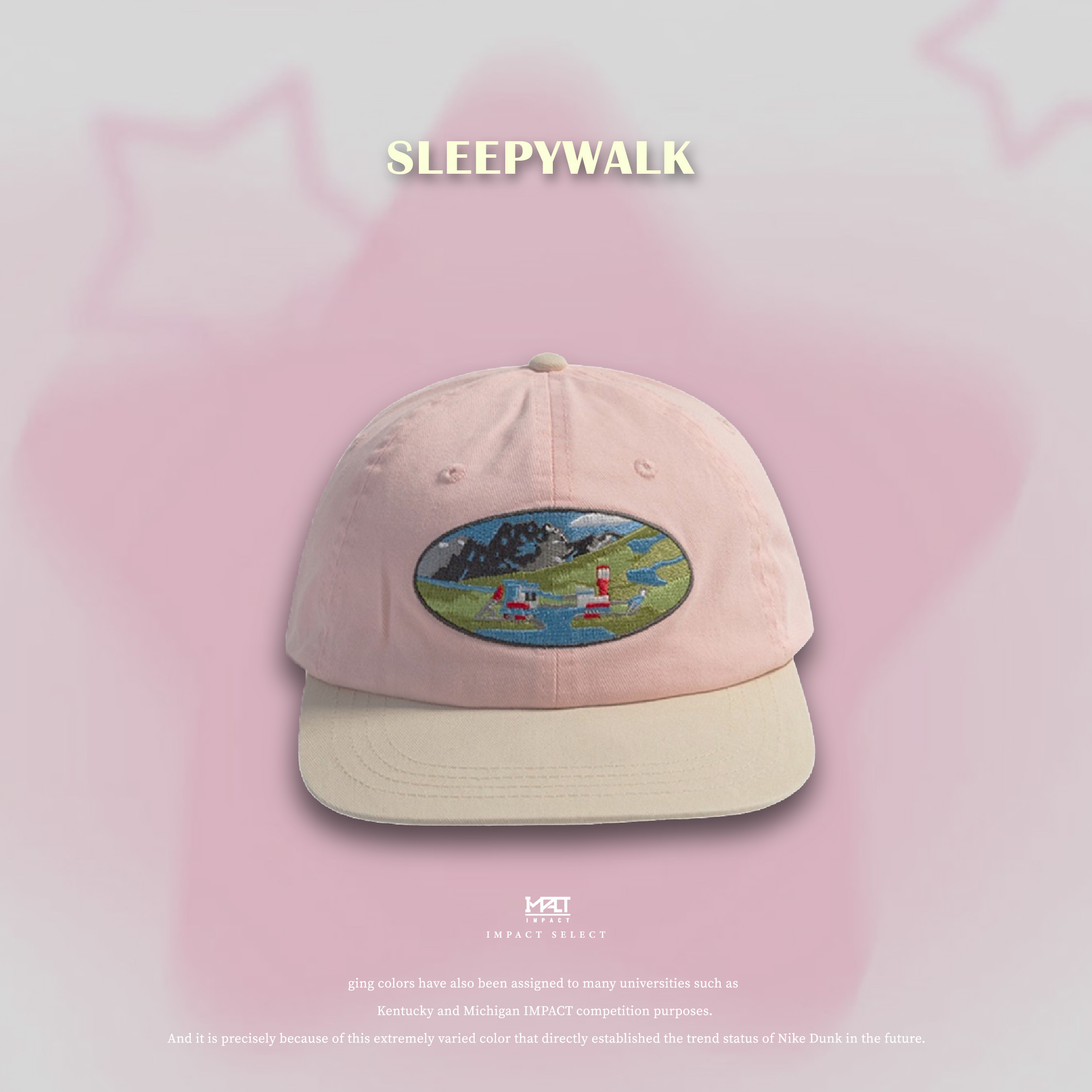 SLEEPYWALK 可愛刺繡小熊棒球帽 粉色 男女同款 情侶款 BQM-2402