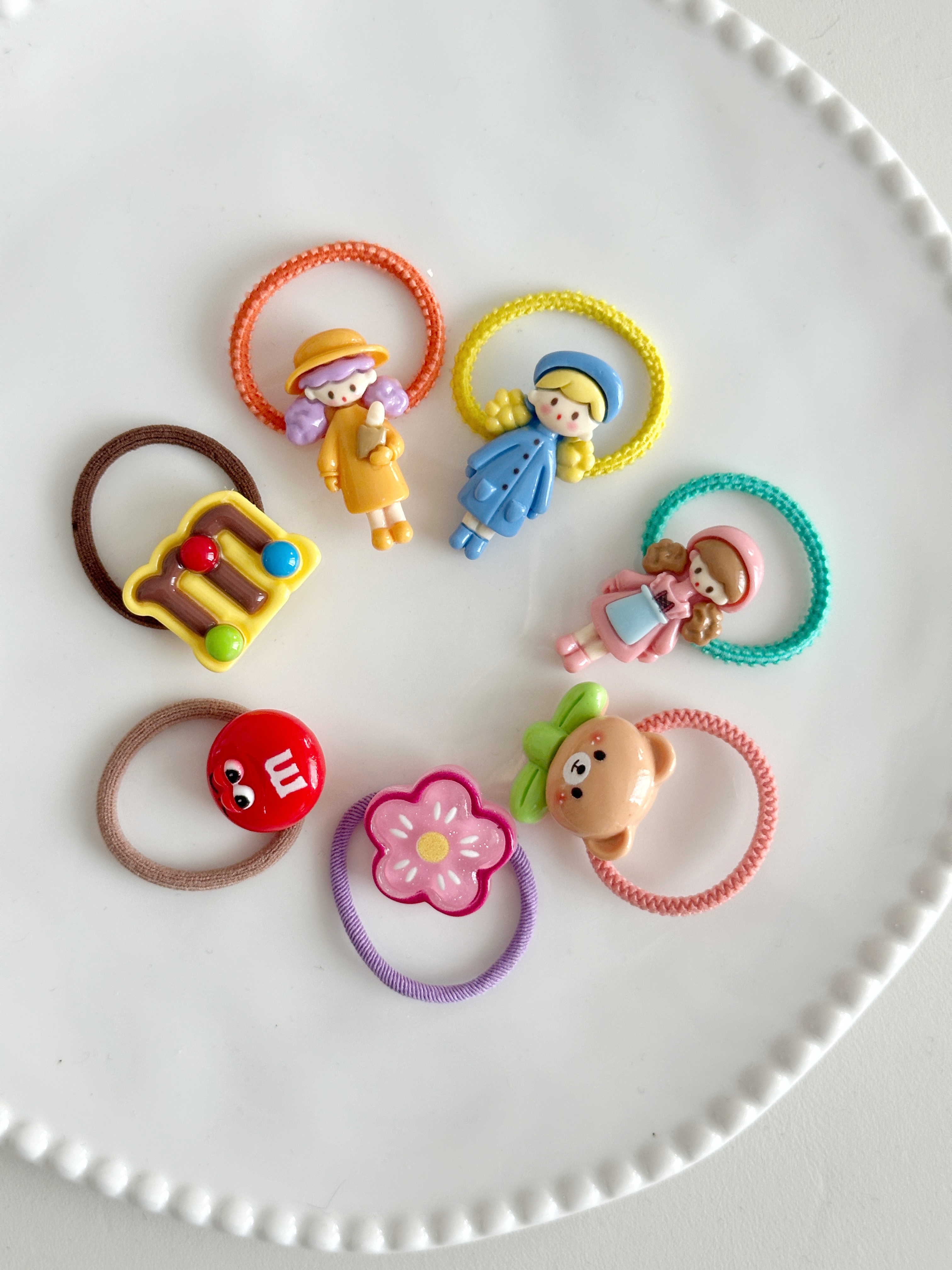 【現貨x多件優惠】韓製 ♥《上學去的小日子》造型小髮圈/對(十色)