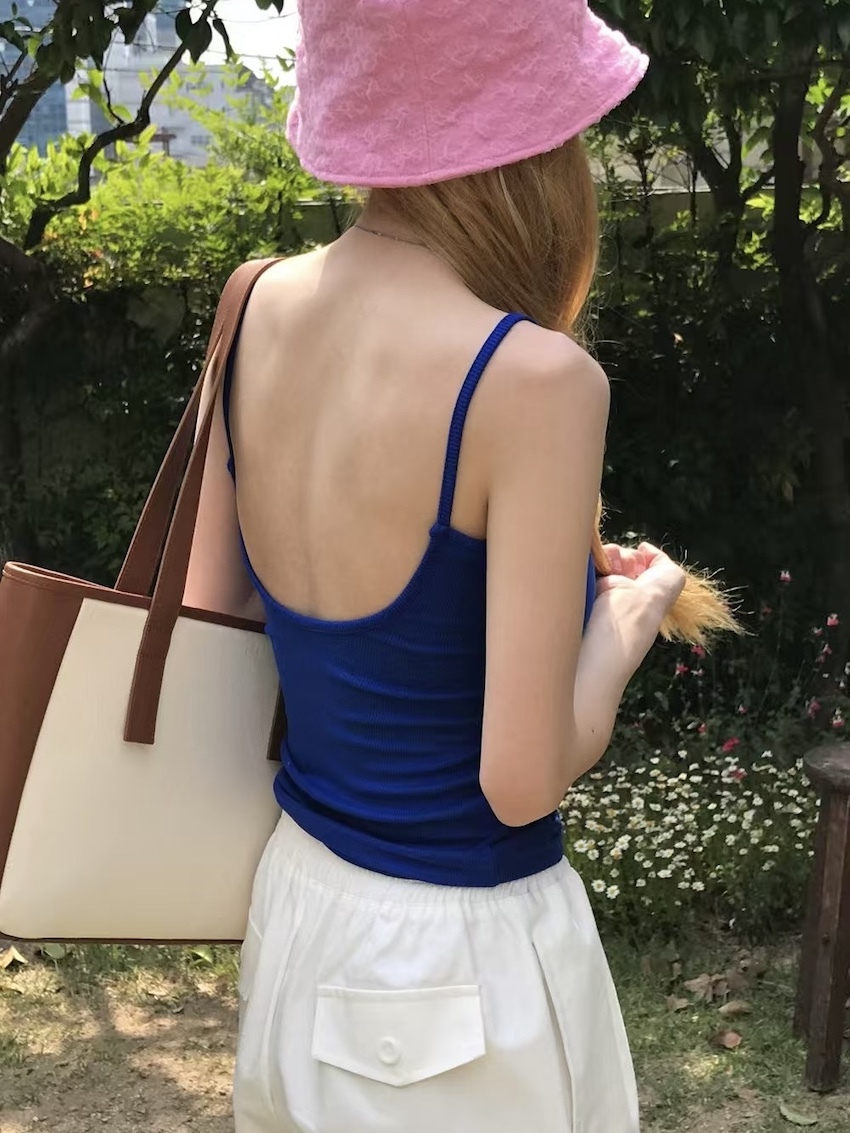 (6colors!) natural-shape soft cotton bratop with flattering back