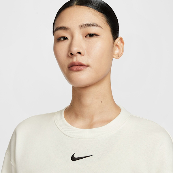 NIKE 大學T PHNX FLC 米白 刺繡LOGO 刷毛 基本款 長袖 女 FZ4271-133
