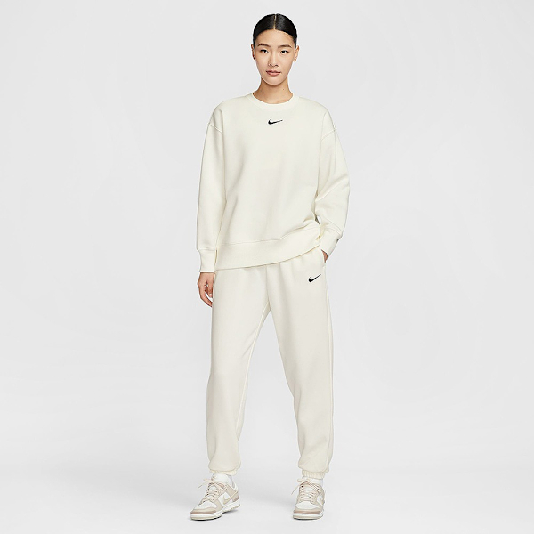 NIKE 大學T PHNX FLC 米白 刺繡LOGO 刷毛 基本款 長袖 女 FZ4271-133