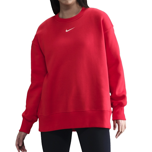 NIKE 大學T PHNX FLC 紅 刺繡LOGO 刷毛 基本款 長袖 女 FZ4271-657