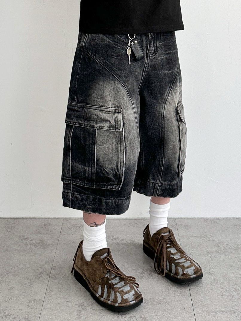 洗水工裝牛仔短褲 Lowell-041P