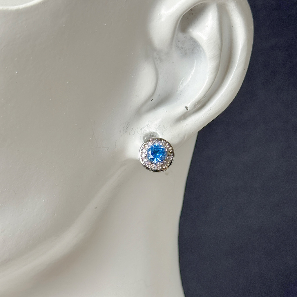 冰藍星鑽圓舞耳環