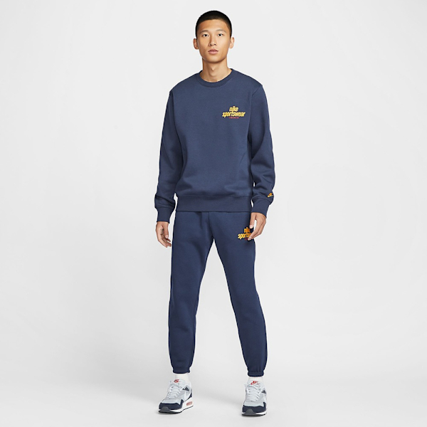 NIKE 大學T SPORTSWEAR 深藍 LOGO 刷毛 長袖 男 HJ2174-451