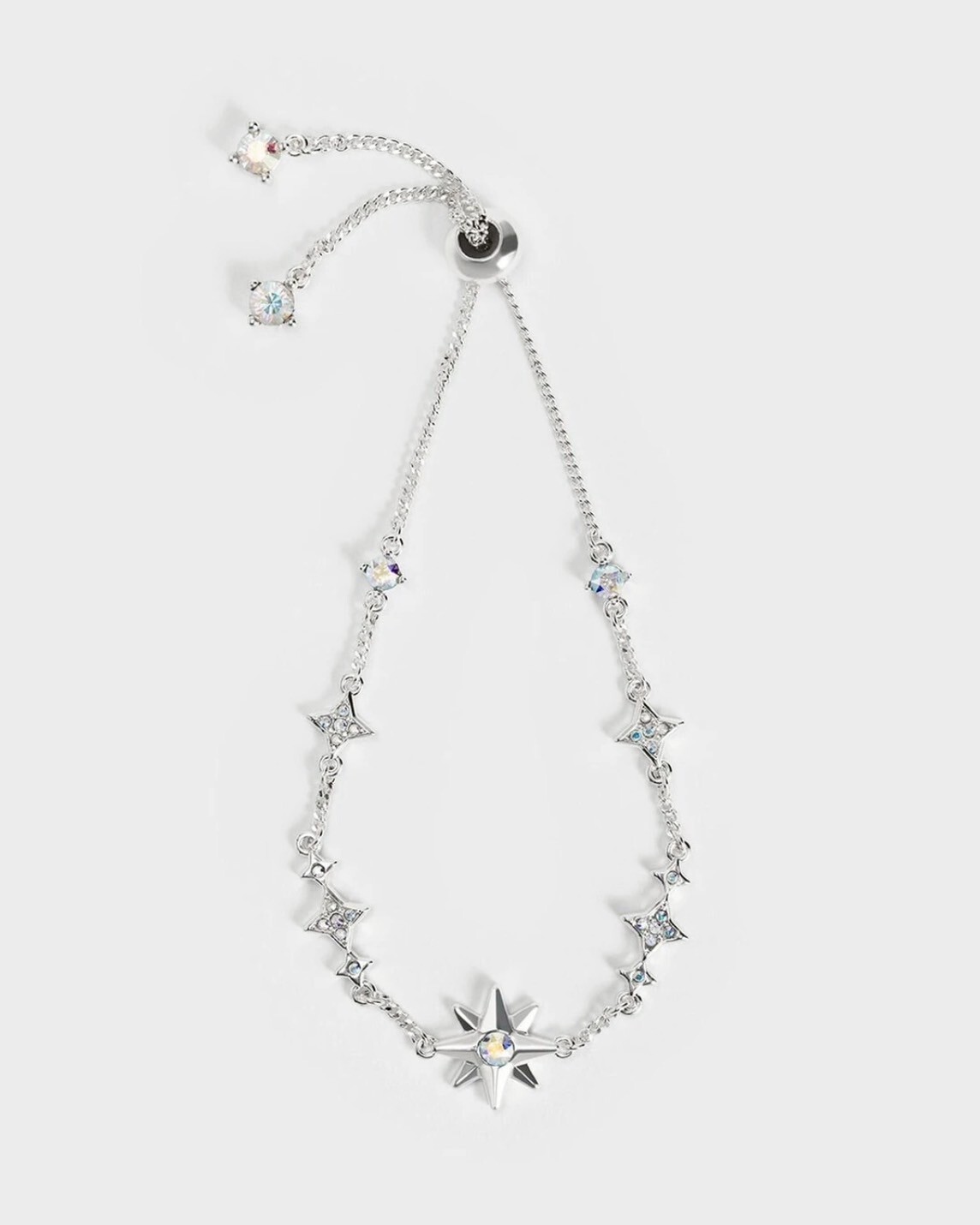 CHARLES & KEITH 小CK 六芒星之夜系列 可調節手鍊 銀色/玫瑰金