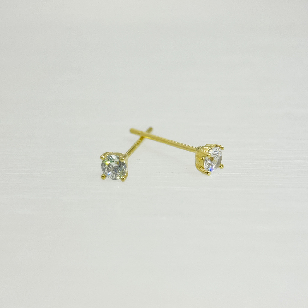 金色爪鑲小單鑽耳環