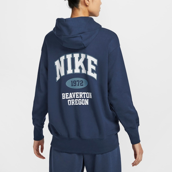 NIKE 帽T NSW 深藍 海狸 復古 連帽 長袖 女 HV1743-410