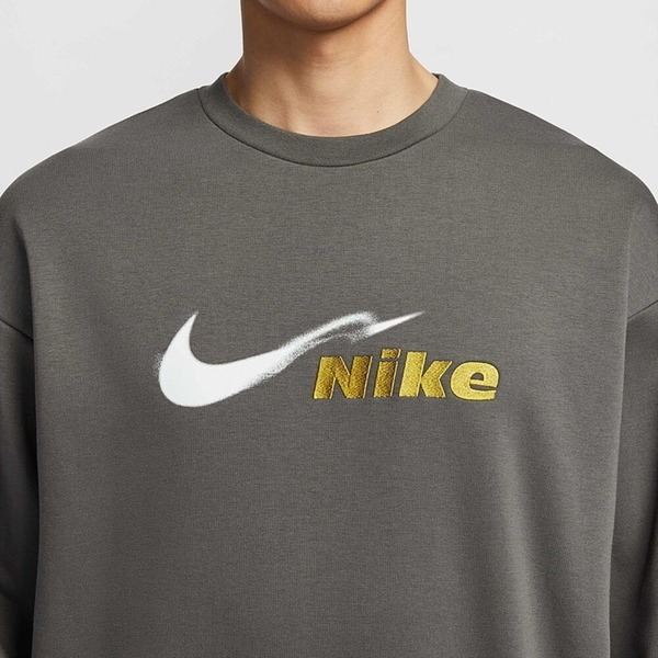 NIKE 大學T CLUB FLC 棕灰色 印花LOGO 長袖 男 HV4880-299