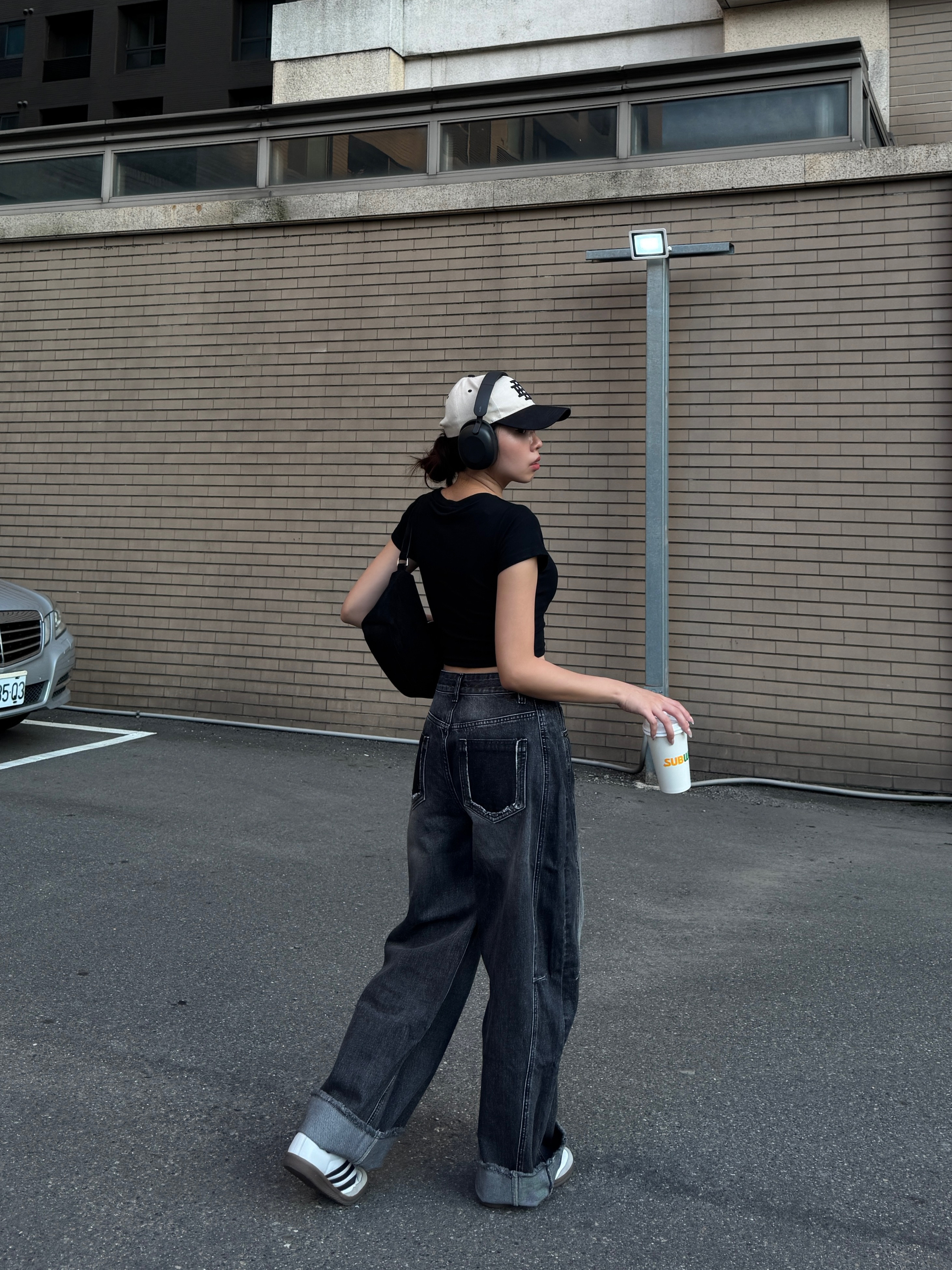 自訂🔖水洗反摺繭型牛仔褲(2色)