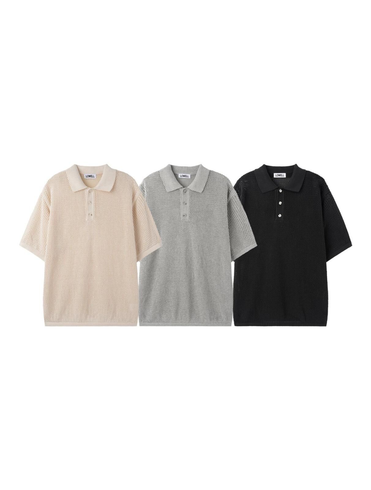 淨色短袖針織線Polo Tee Lowell-052T