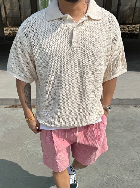 淨色短袖針織線Polo Tee Lowell-052T