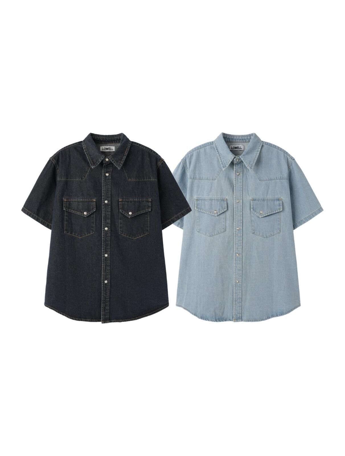 淨色牛仔短袖恤衫 Lowell-056S