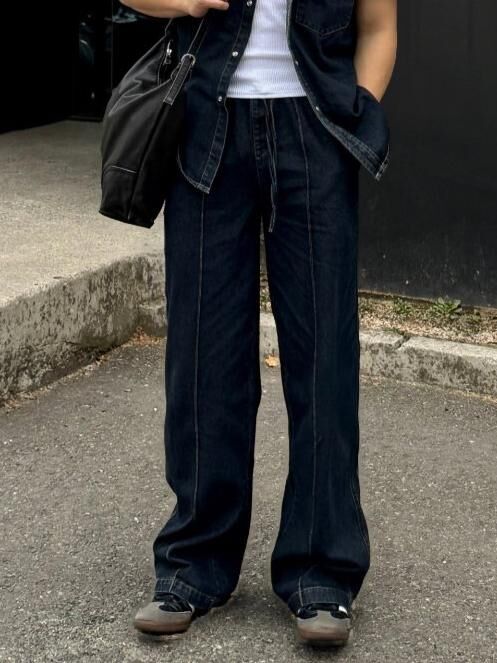 淨色鬆身牛仔褲 Lowell-057P