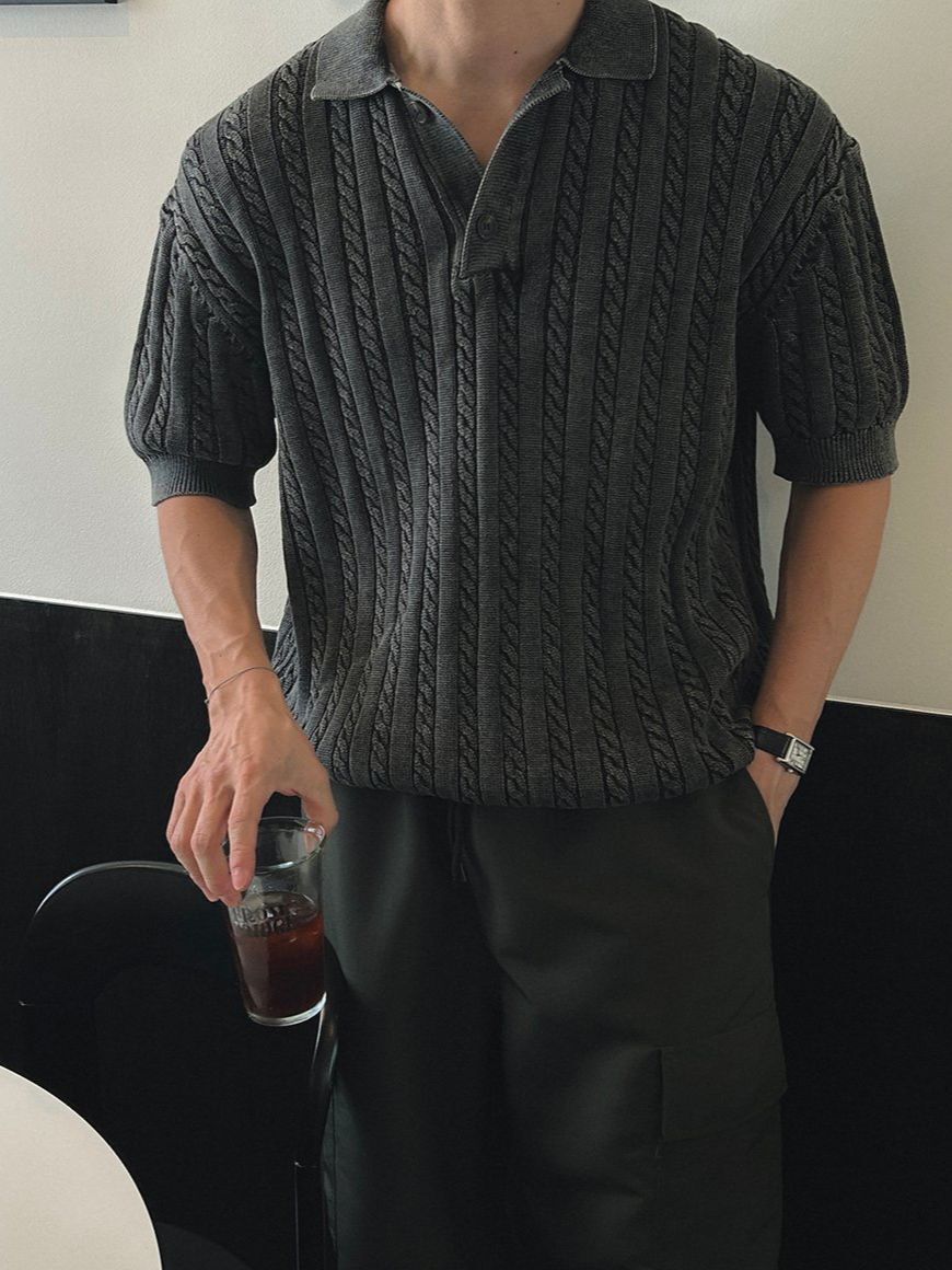 洗水扭紋短袖針織線Polo Tee Lowell-061T