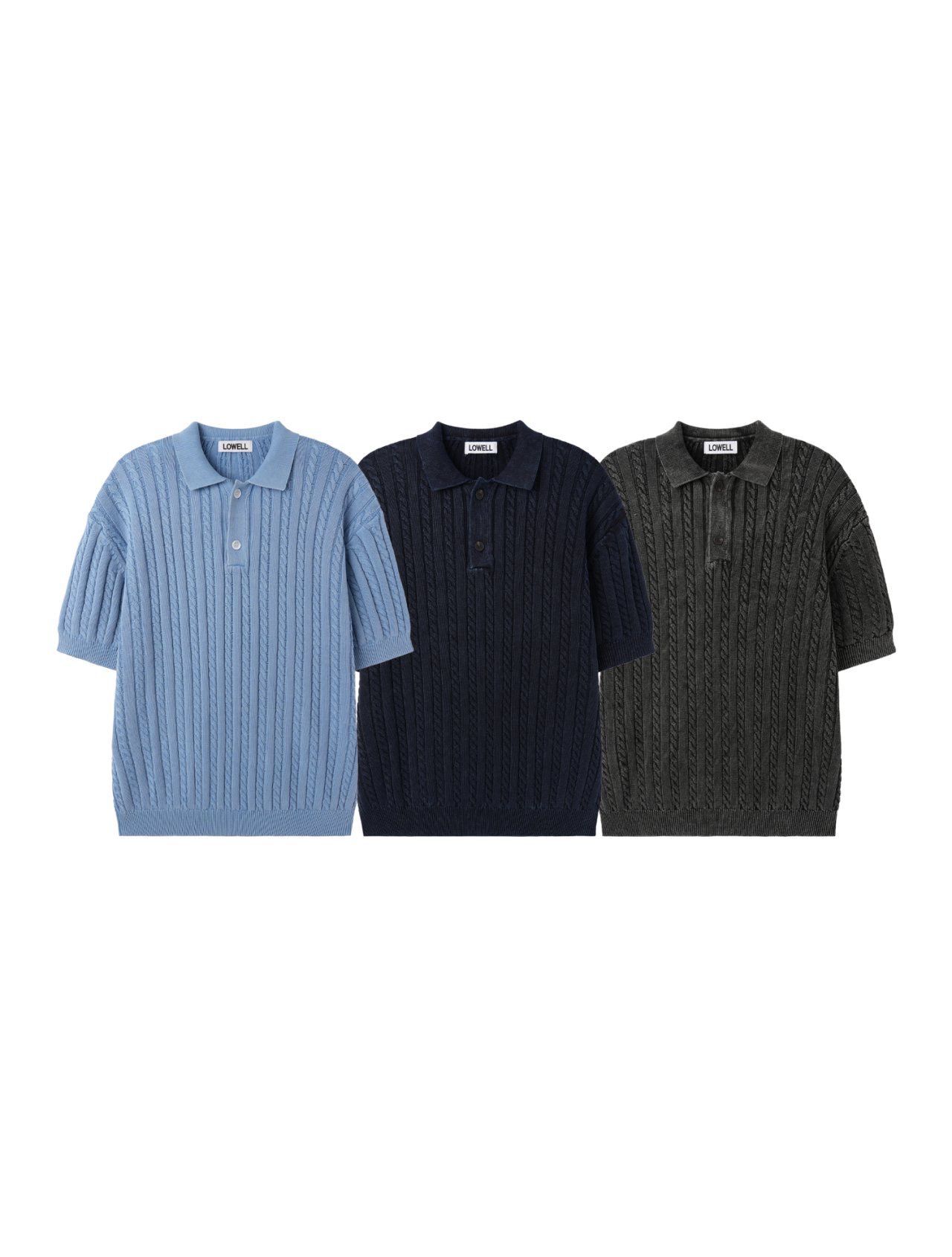 洗水扭紋短袖針織線Polo Tee Lowell-061T