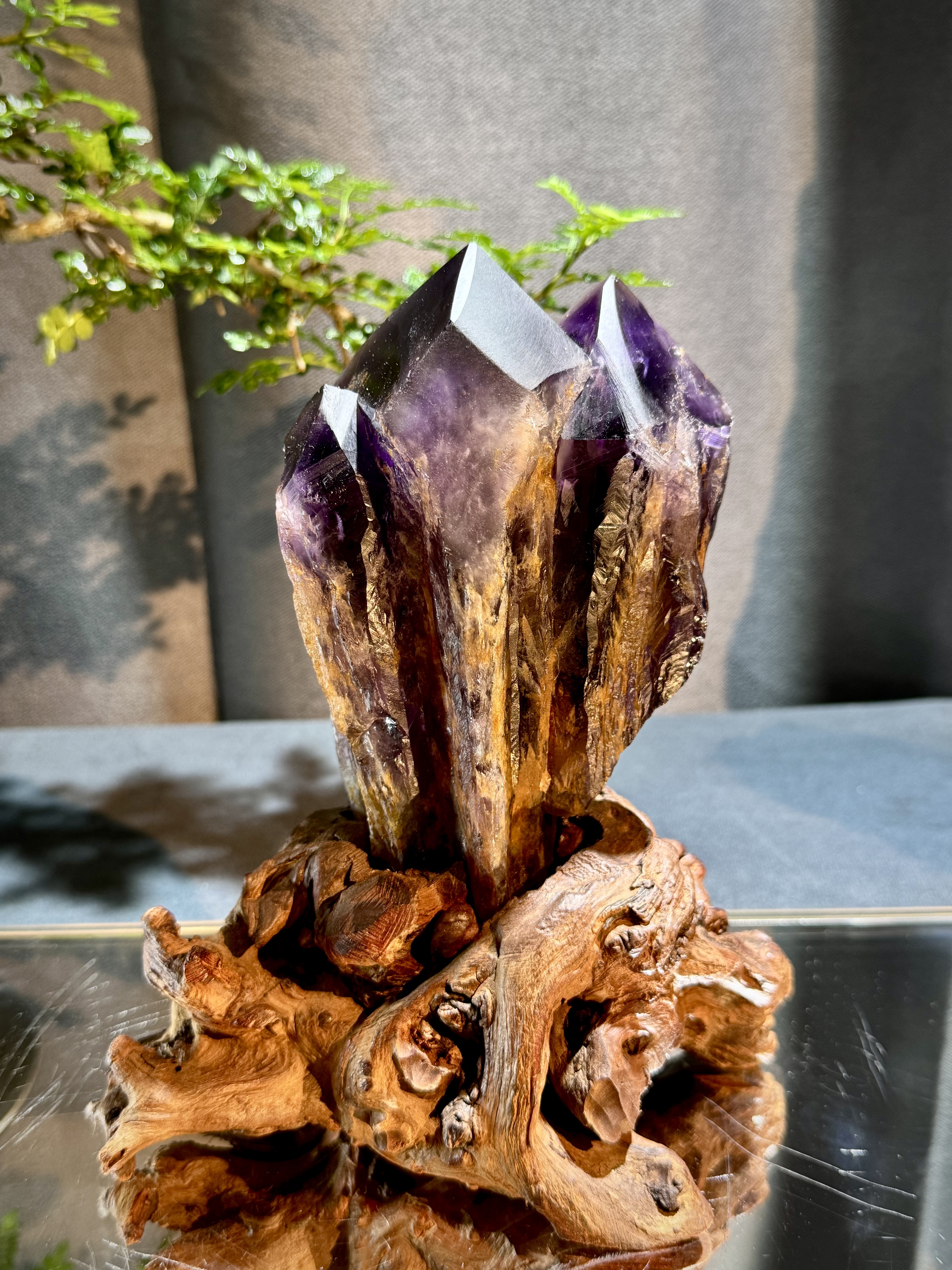 紫水晶權杖雙子塔擺件 8714